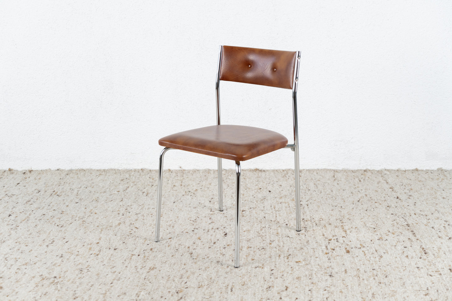 2er Set Vintage Stühle Chrom Braun Mid Century Küche Esszimmer Stuhl