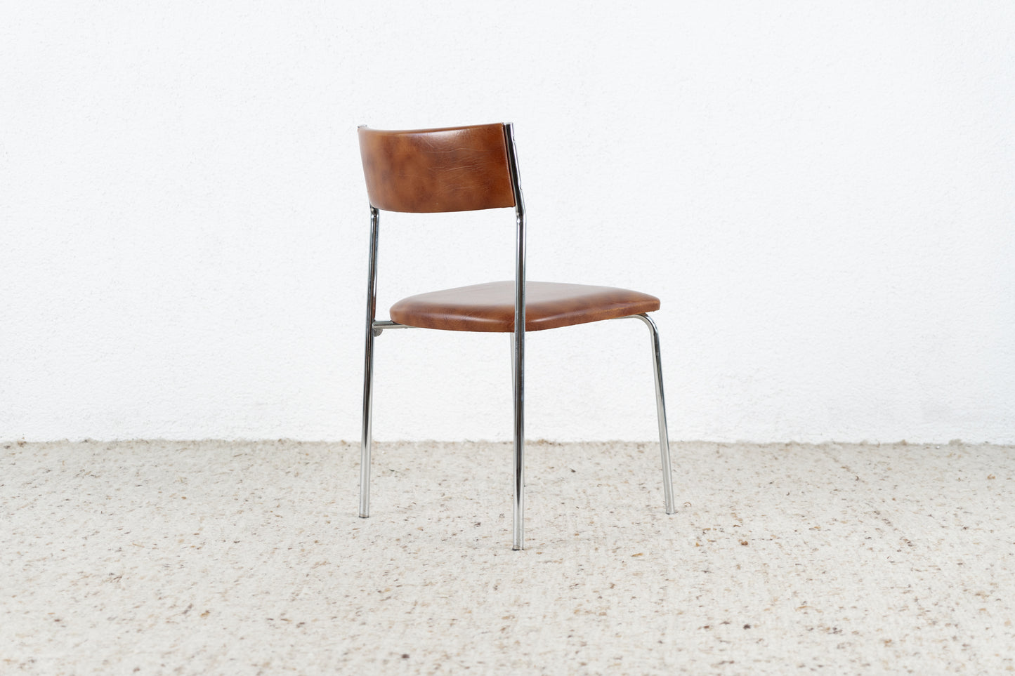 2er Set Vintage Stühle Chrom Braun Mid Century Küche Esszimmer Stuhl