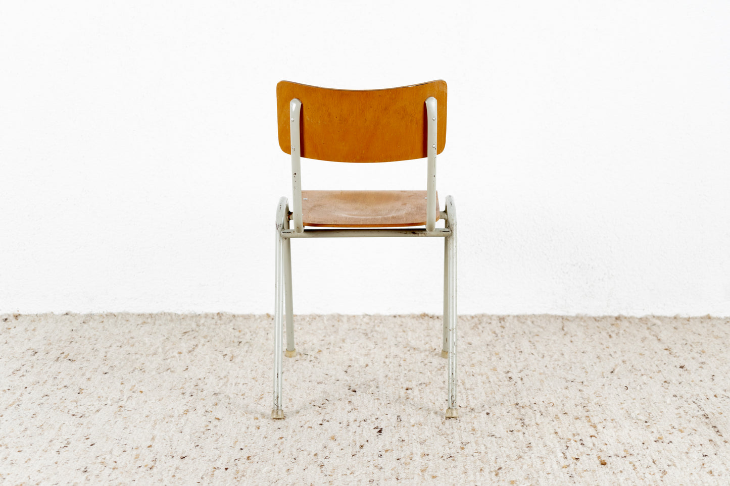 Vintage Stuhl Schulstuhl Metall Holz Industrial Bundeswehr Werkstatt