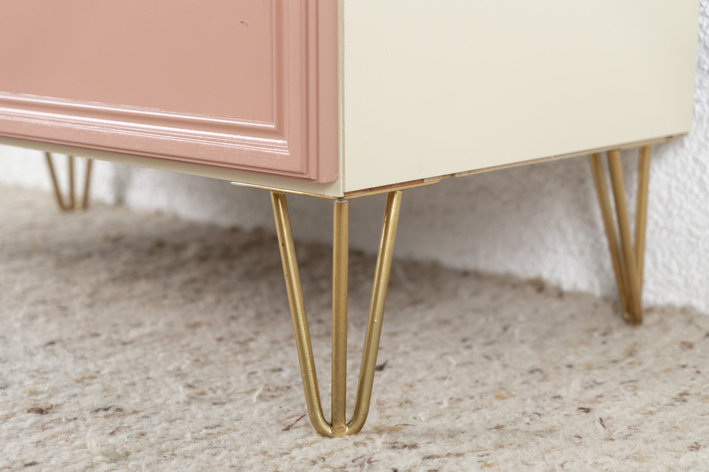 Vintage Schrank Regal Altrosa Creme Gold Kommode Wohnzimmer