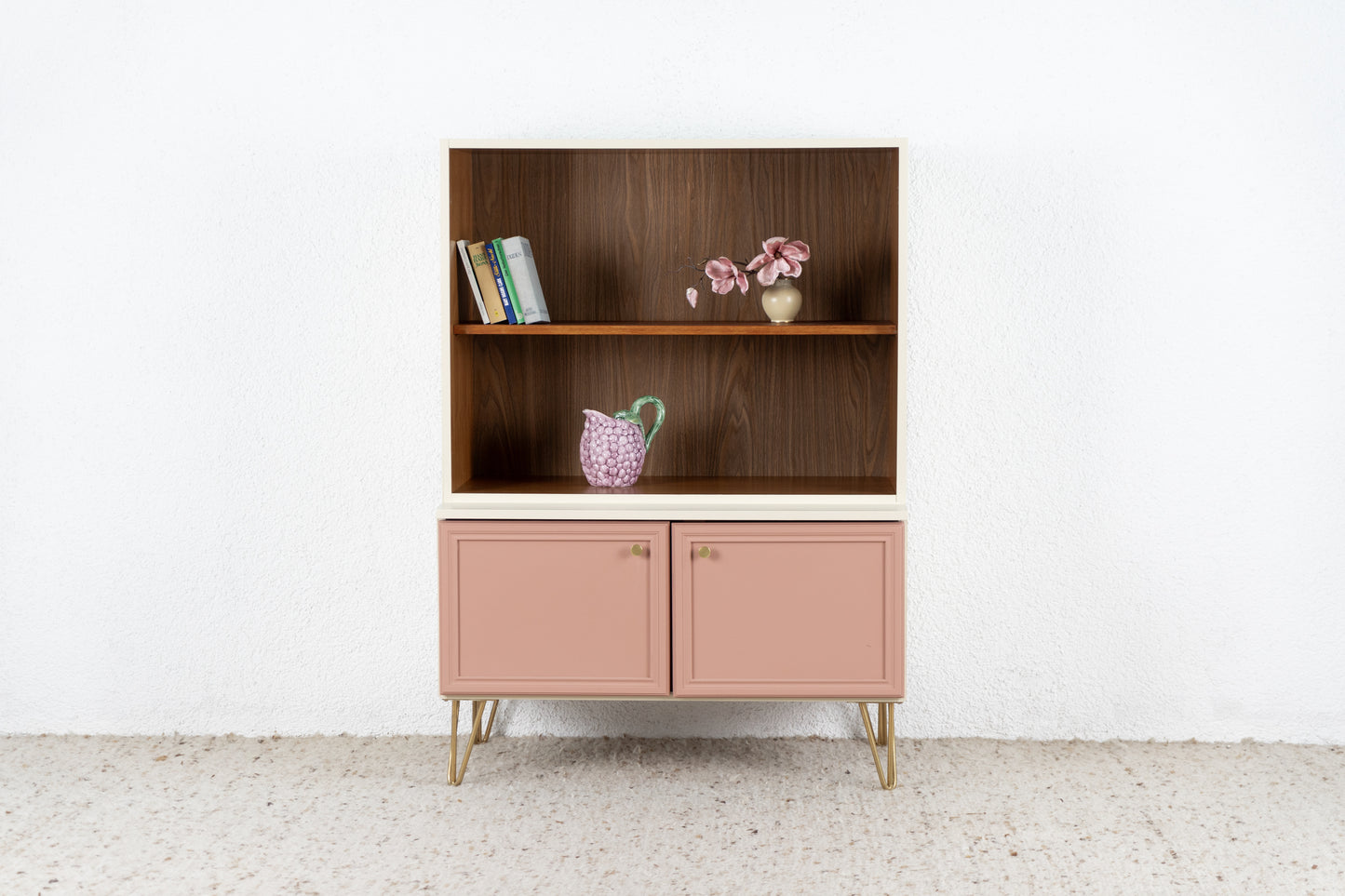 Vintage Schrank Regal Altrosa Creme Gold Kommode Wohnzimmer