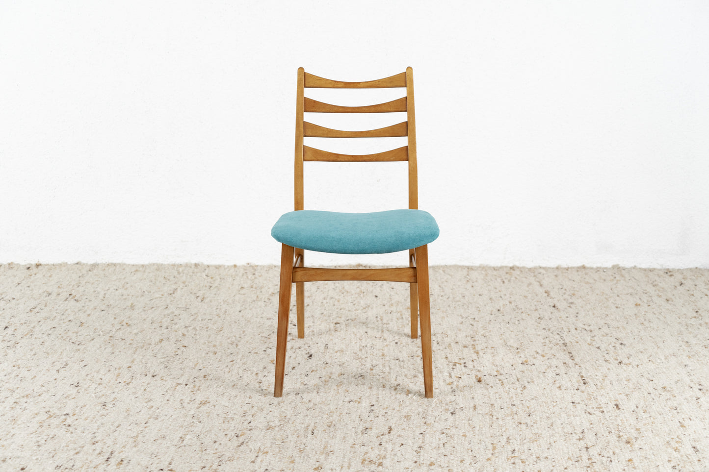 3er Set Vintage Stühle Holzgestell Petrol Blau Mid Century 1960er Stuhl