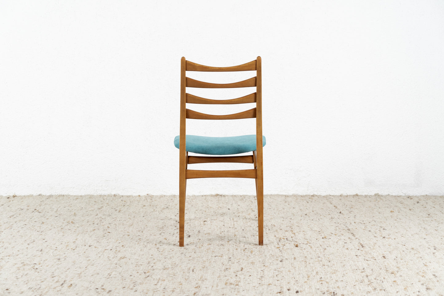 3er Set Vintage Stühle Holzgestell Petrol Blau Mid Century 1960er Stuhl