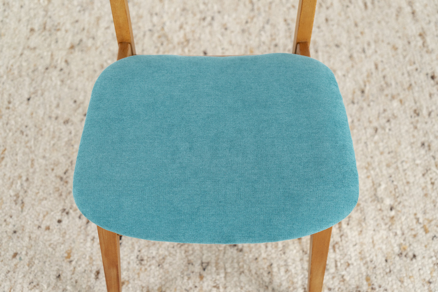 3er Set Vintage Stühle Holzgestell Petrol Blau Mid Century 1960er Stuhl