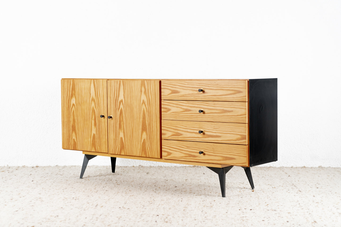 Vintage Sideboard Kommode Holz Schubladen Schwarz Tv