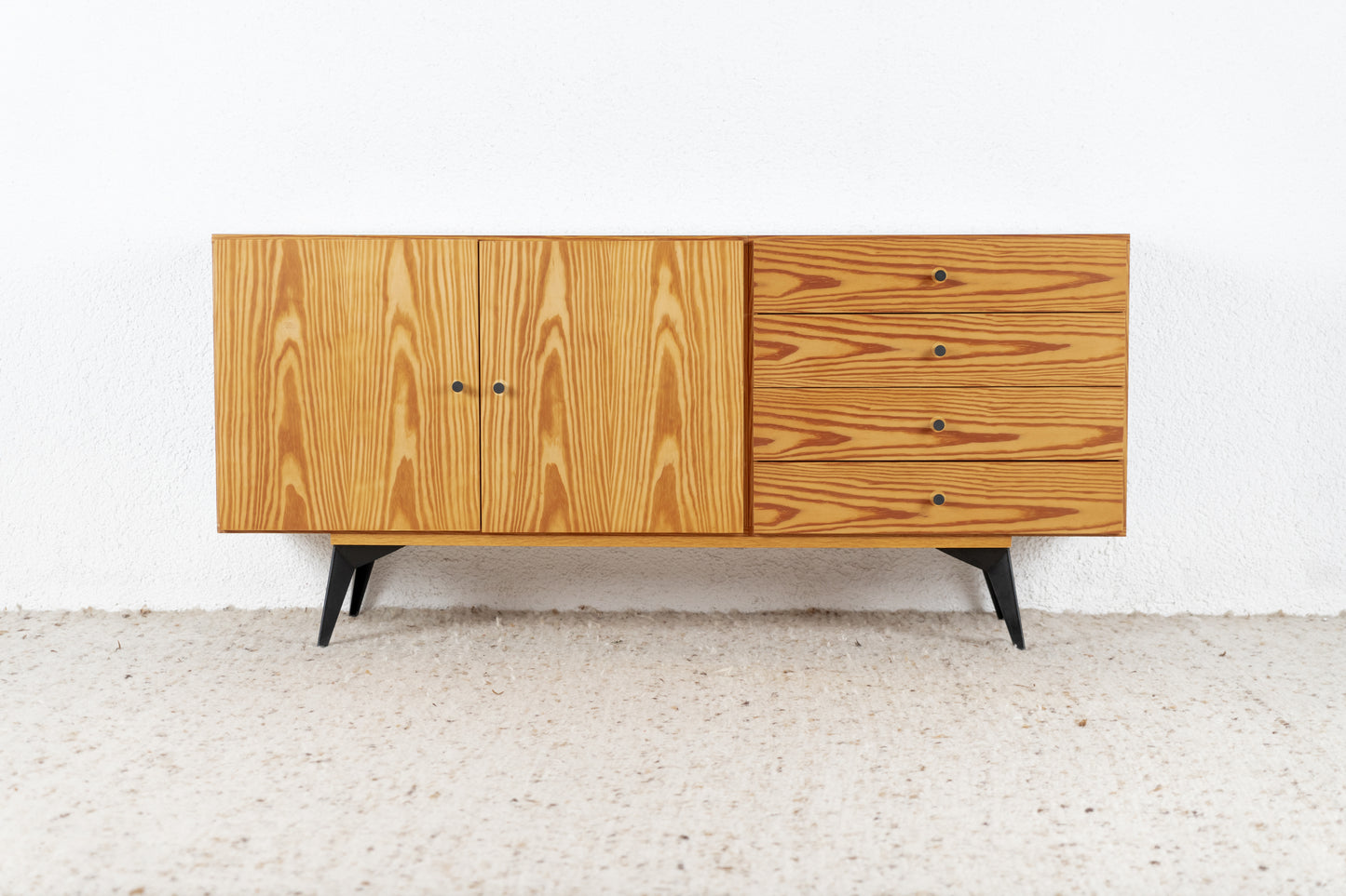 Vintage Sideboard Kommode Holz Schubladen Schwarz Tv