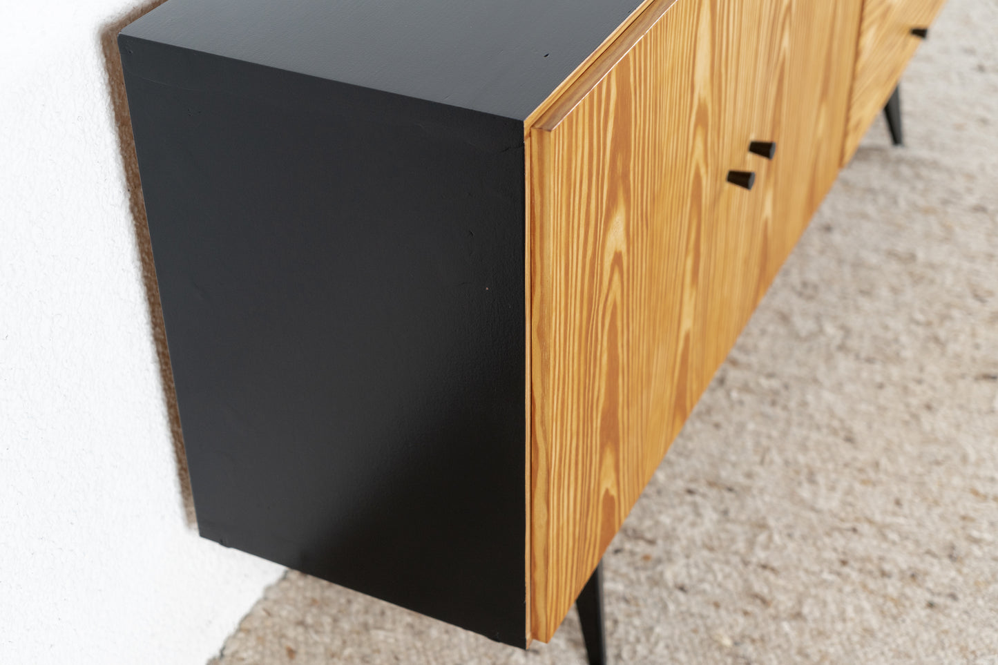 Vintage Sideboard Kommode Holz Schubladen Schwarz Tv