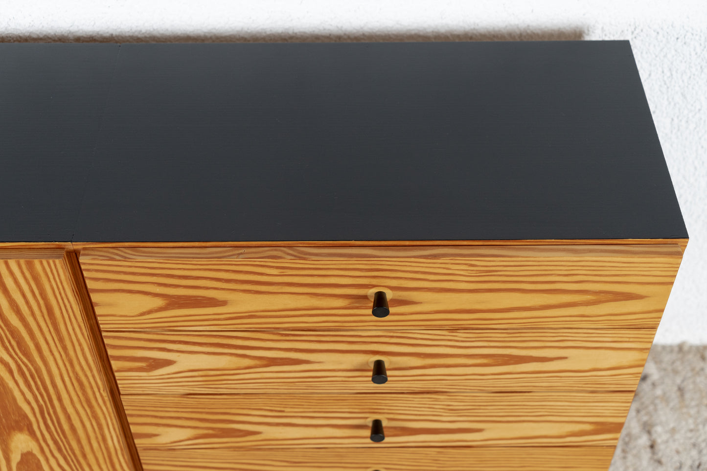Vintage Sideboard Kommode Holz Schubladen Schwarz Tv