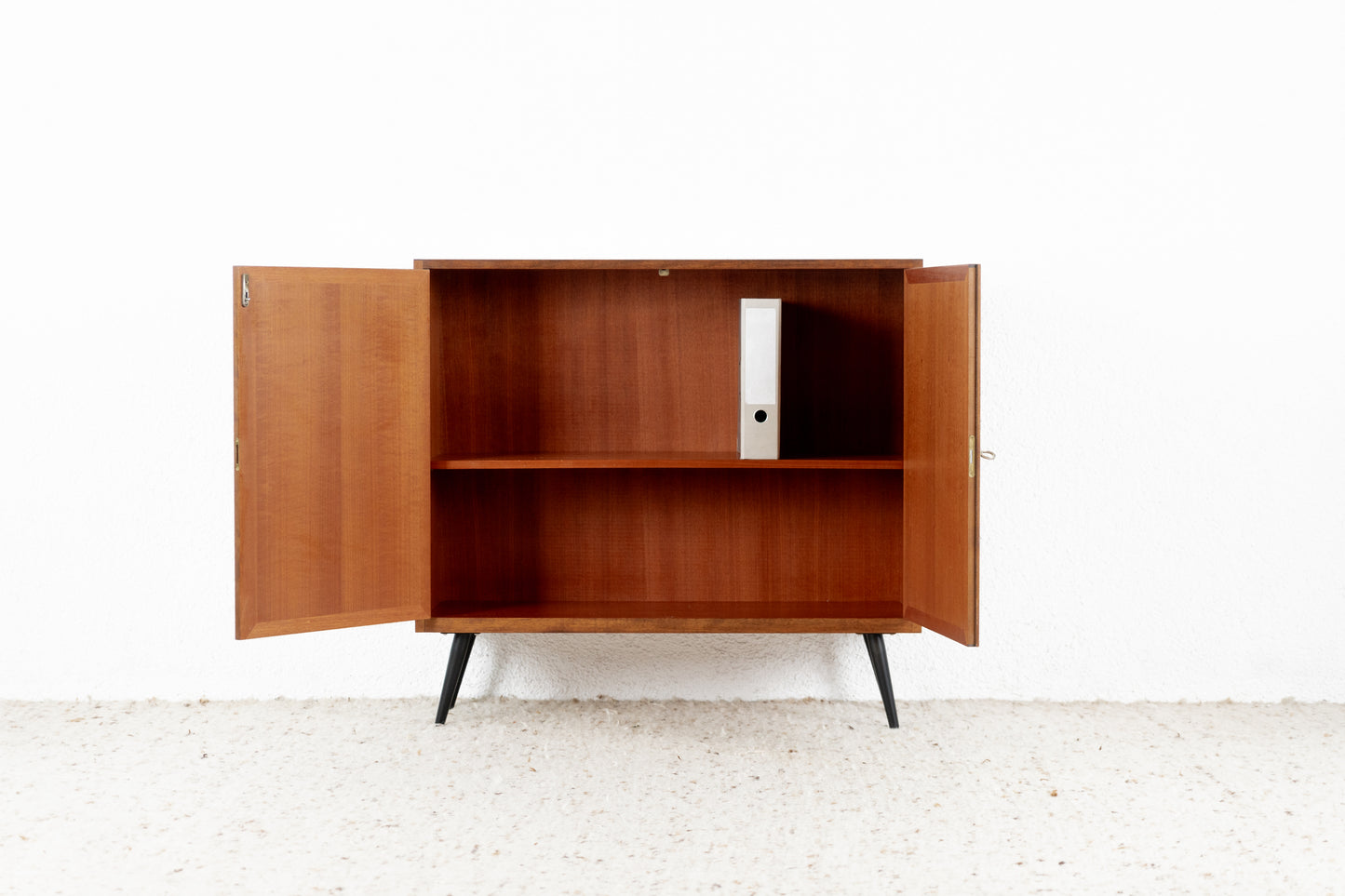 Vintage Sideboard Kommode Schränkchen Holz Nuss Pastell Mid Century Creme