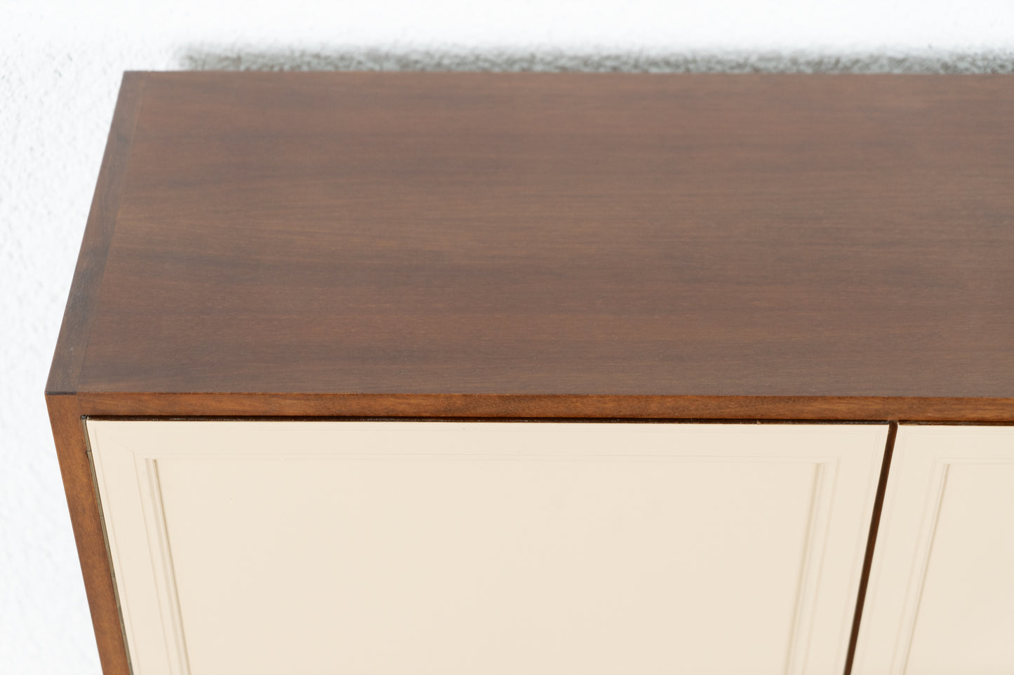 Vintage Sideboard Kommode Schränkchen Holz Nuss Pastell Mid Century Creme