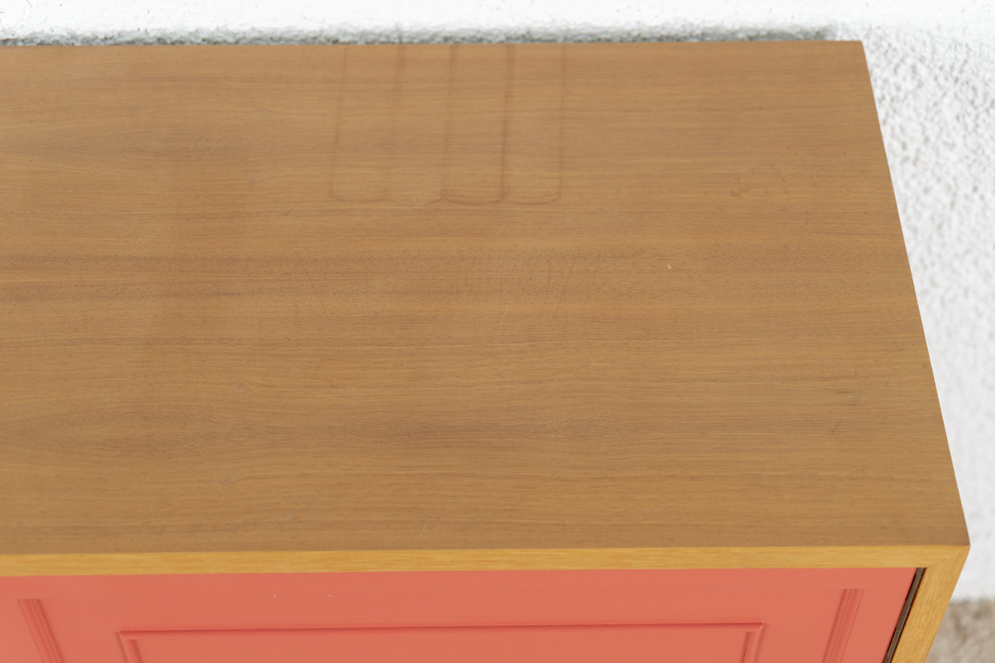 Vintage Kommode Mid Century Holz Nuss Pastell Sideboard