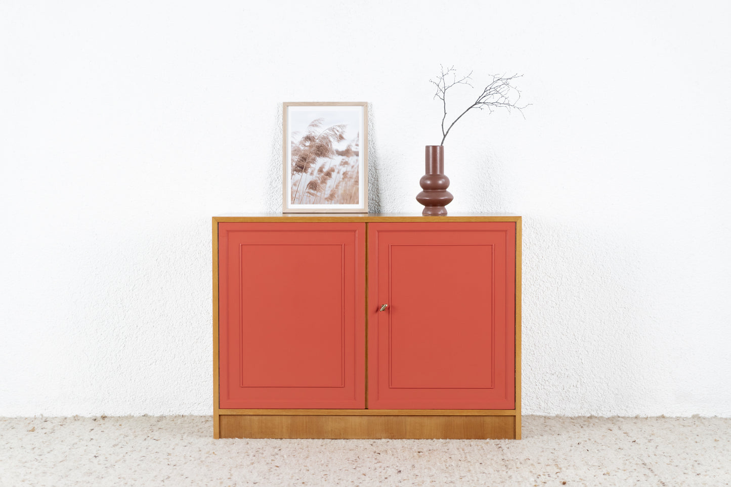 Vintage Kommode Mid Century Holz Nuss Pastell Sideboard