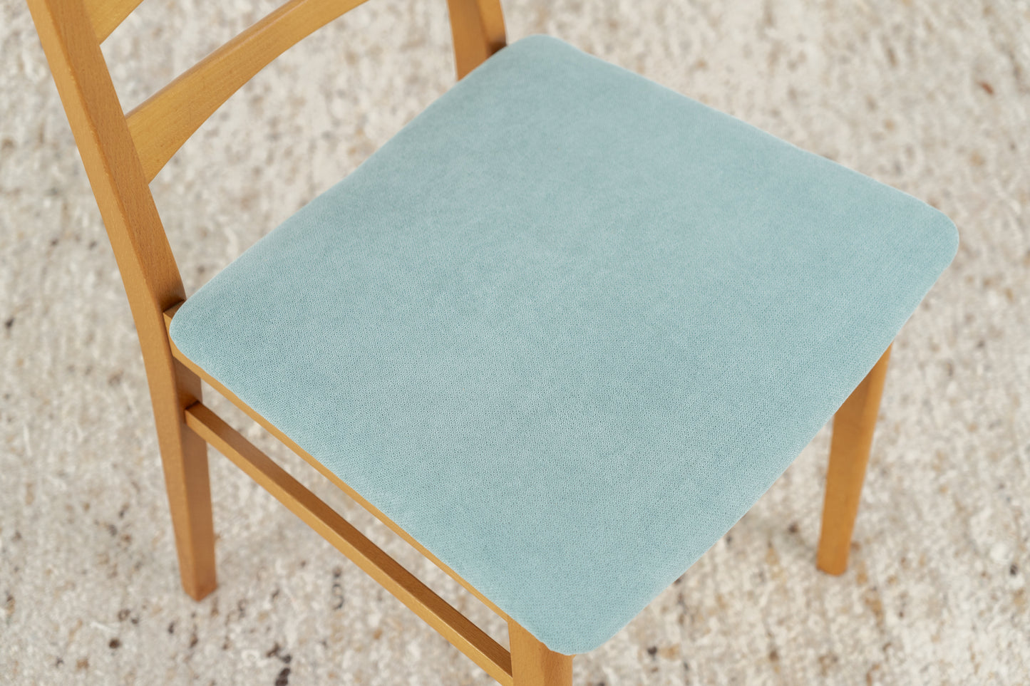 Vintage 2er Set Stühle Massivholz Buche Polster Blau Mid Century 1960er DDR