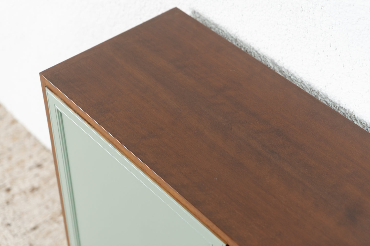 Vintage Kommode Mid Century Holz Nuss Sideboard Pastell Salbei