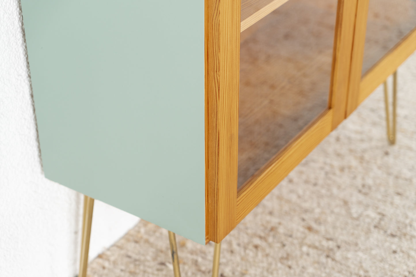 Vintage Kommode Vitrine Holz Glas Sideboard