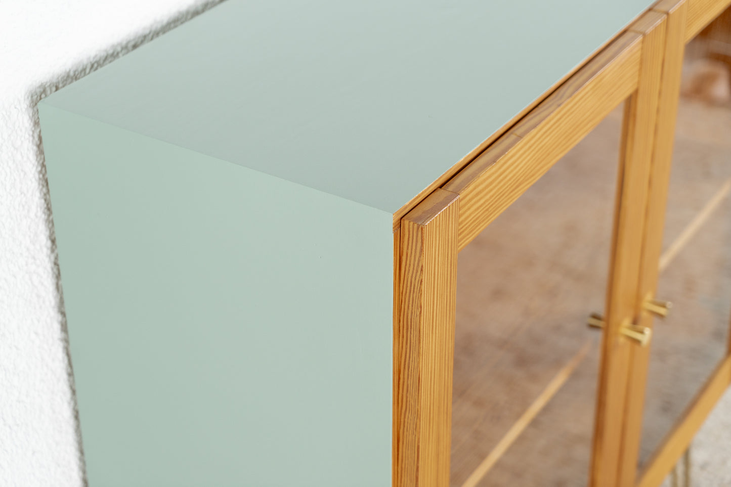 Vintage Kommode Vitrine Holz Glas Sideboard