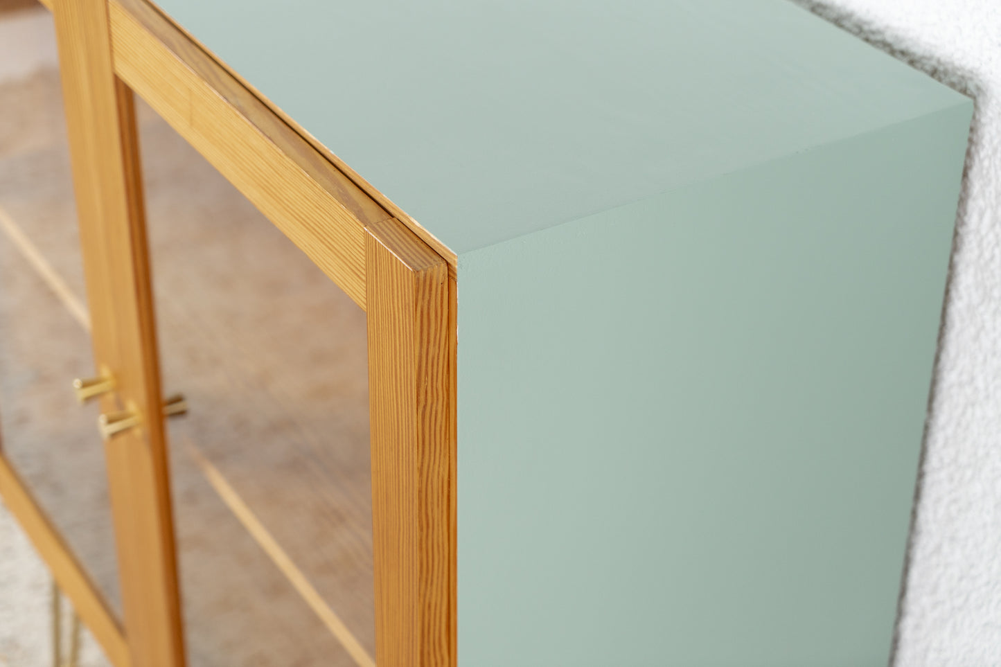 Vintage Kommode Vitrine Holz Glas Sideboard