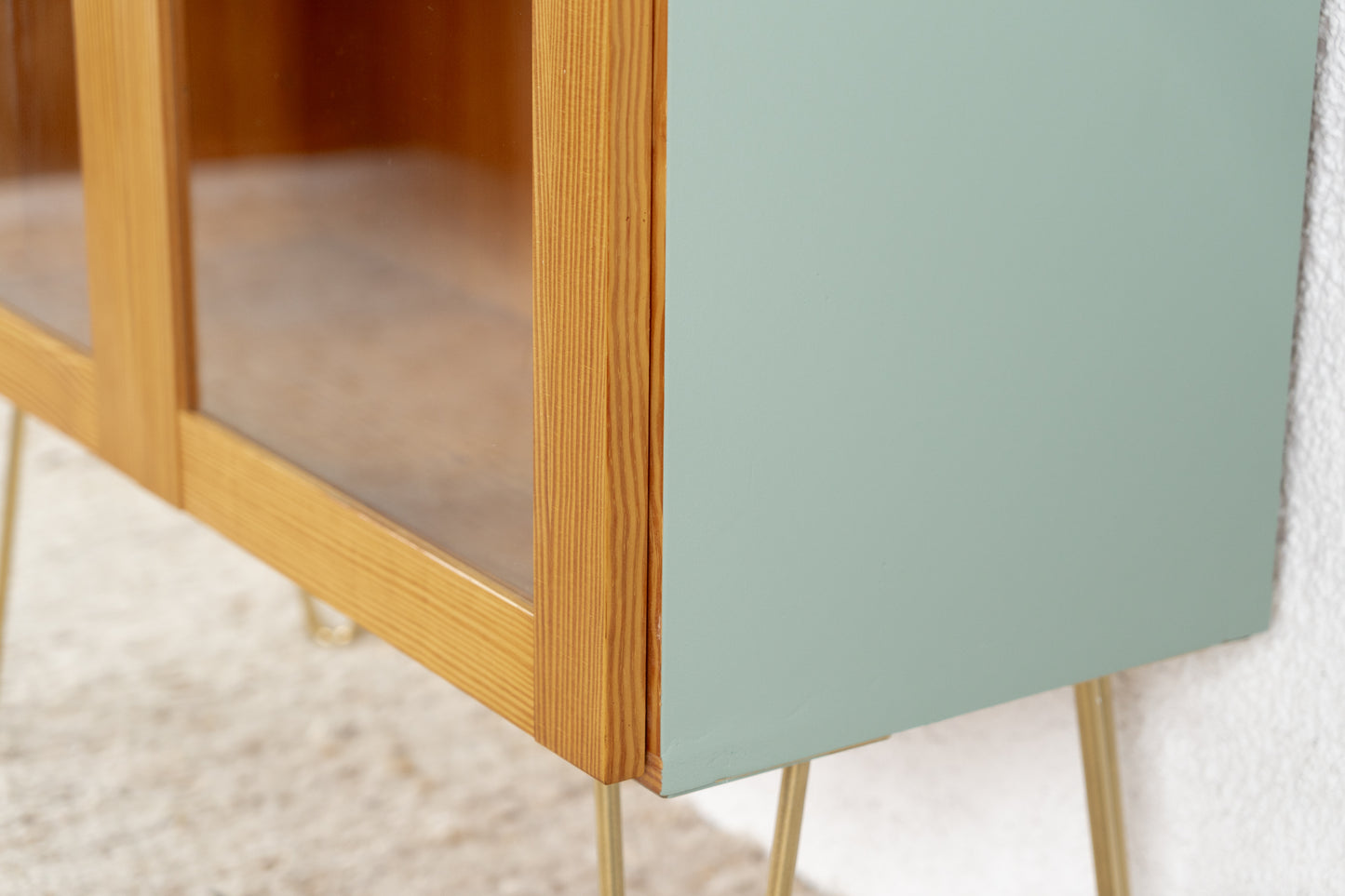 Vintage Kommode Vitrine Holz Glas Sideboard