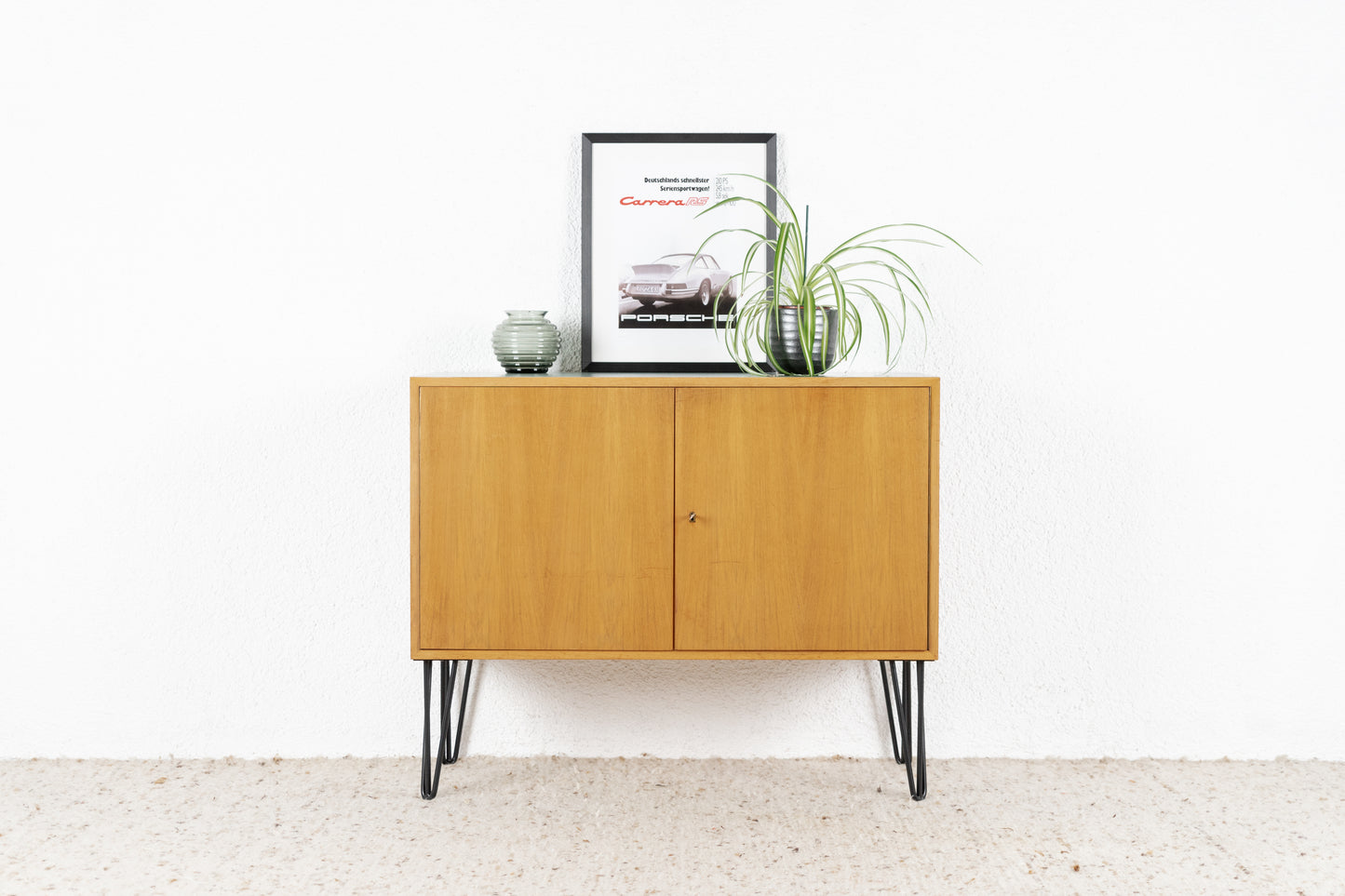 Vintage Kommode Sideboard Mid Century Holz Nuss Pastell Salbei
