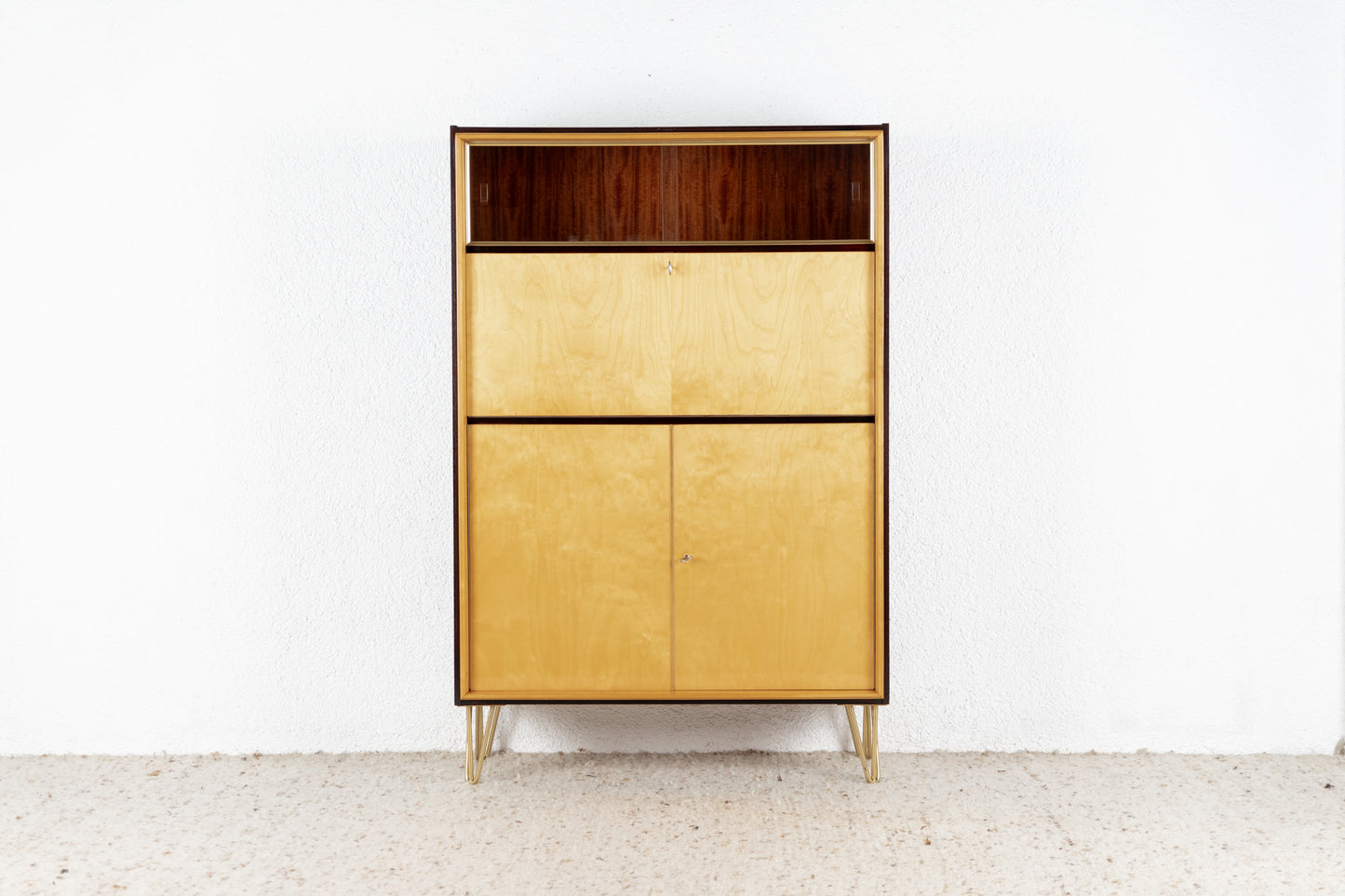 Vintage Schrank Sekretär Holz DDR 1960er 60s Kommode Minibar Mid Century