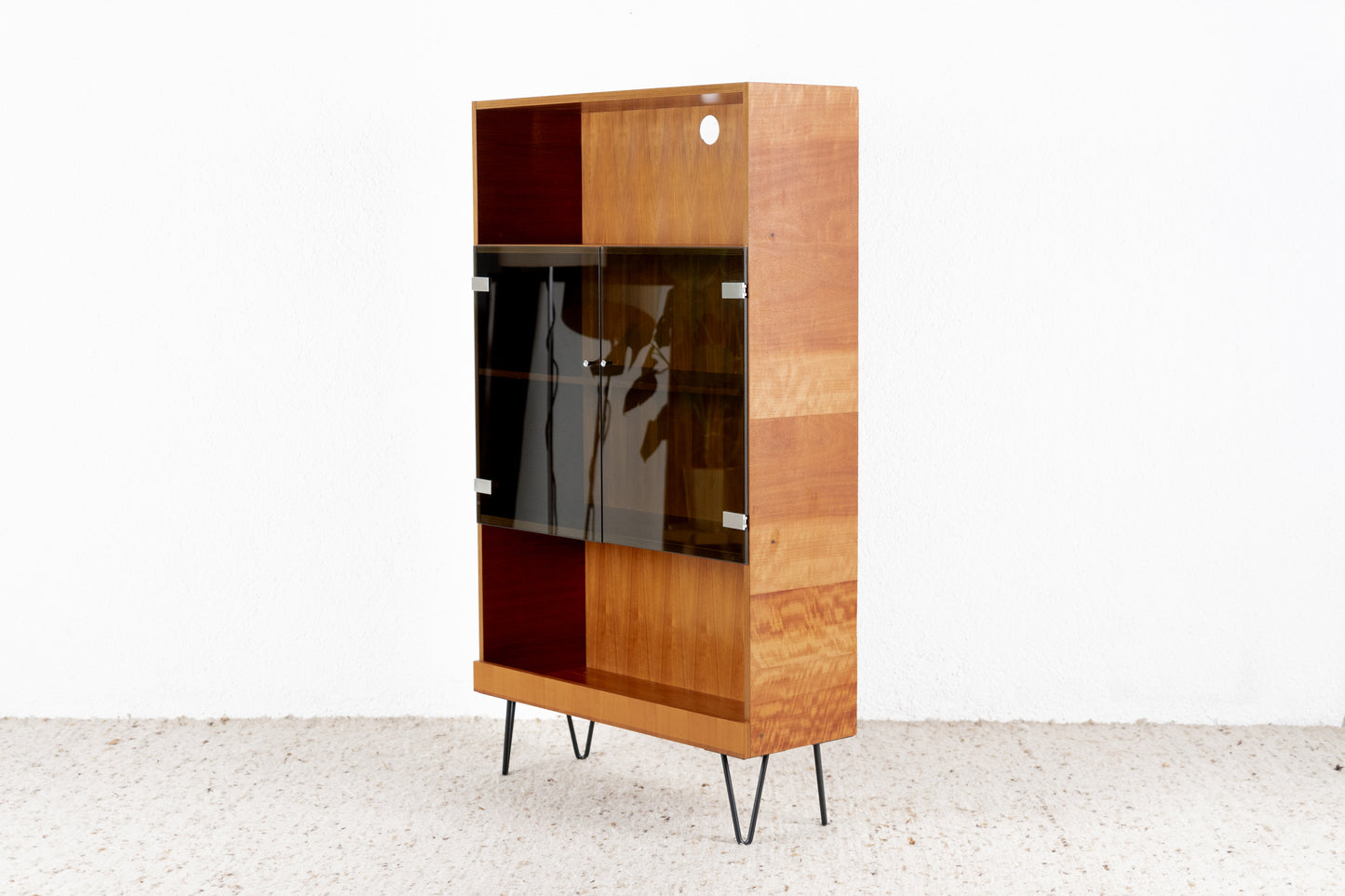 Vintage Schrank Regal Rauchglas Vitrine Kommode Mid Century 1960er