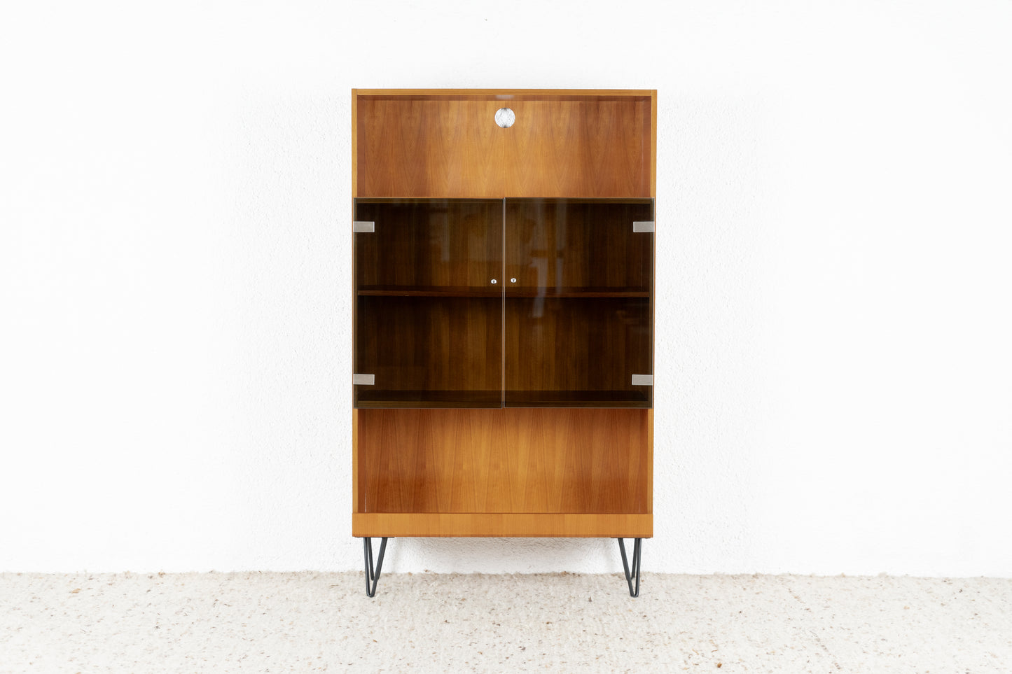 Vintage Schrank Regal Rauchglas Vitrine Kommode Mid Century 1960er