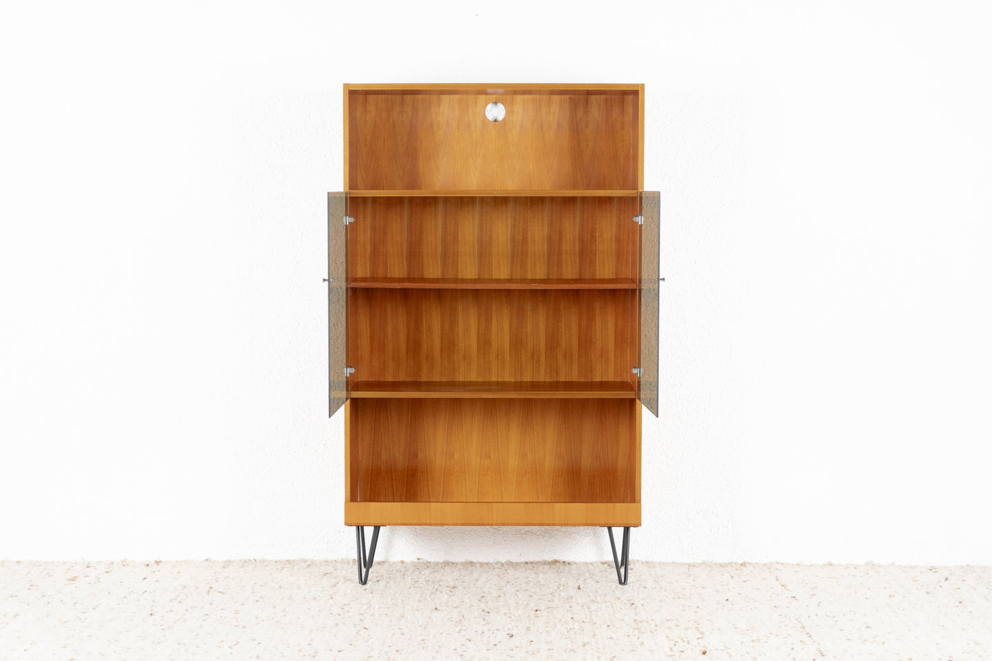 Vintage Schrank Regal Rauchglas Vitrine Kommode Mid Century 1960er