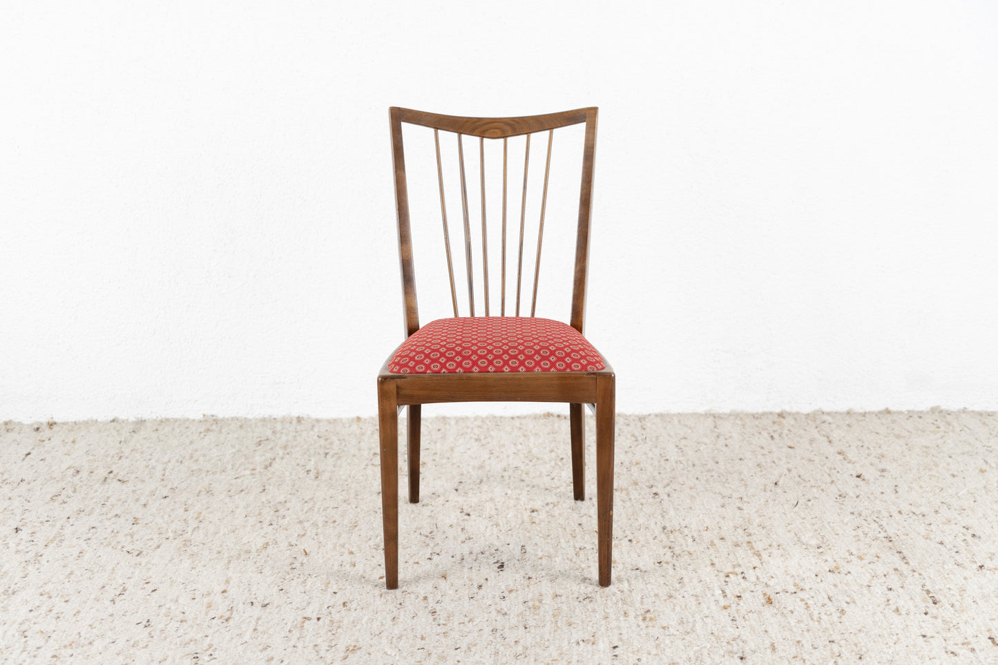 Vintage Stuhl Massivholz Küchenstuhl Esszimmerstuhl Rot Muster