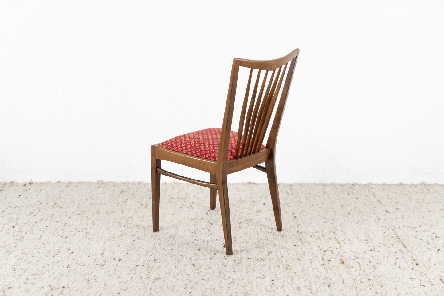 Vintage Stuhl Massivholz Küchenstuhl Esszimmerstuhl Rot Muster