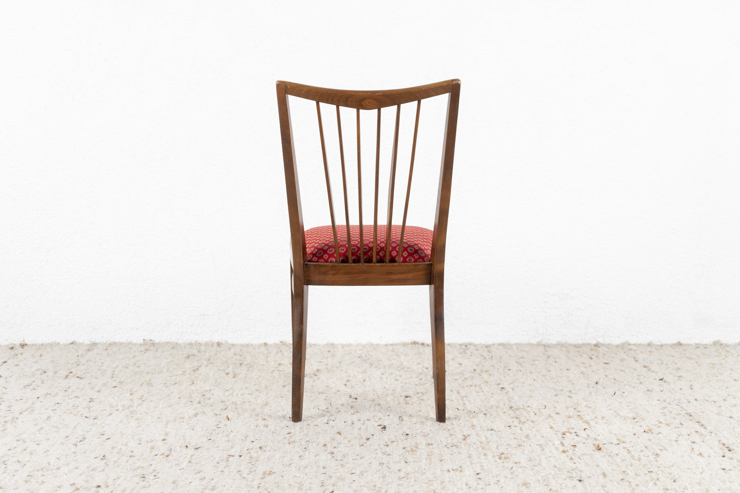 Vintage Stuhl Massivholz Küchenstuhl Esszimmerstuhl Rot Muster