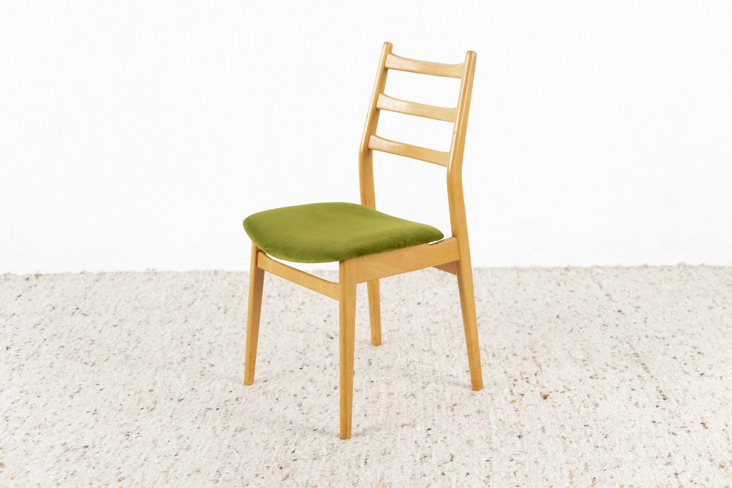 3er Set Vintage Stühle Massivholz Buche Samt Grün Casala Möbel Küche Esszimmer Mid Century