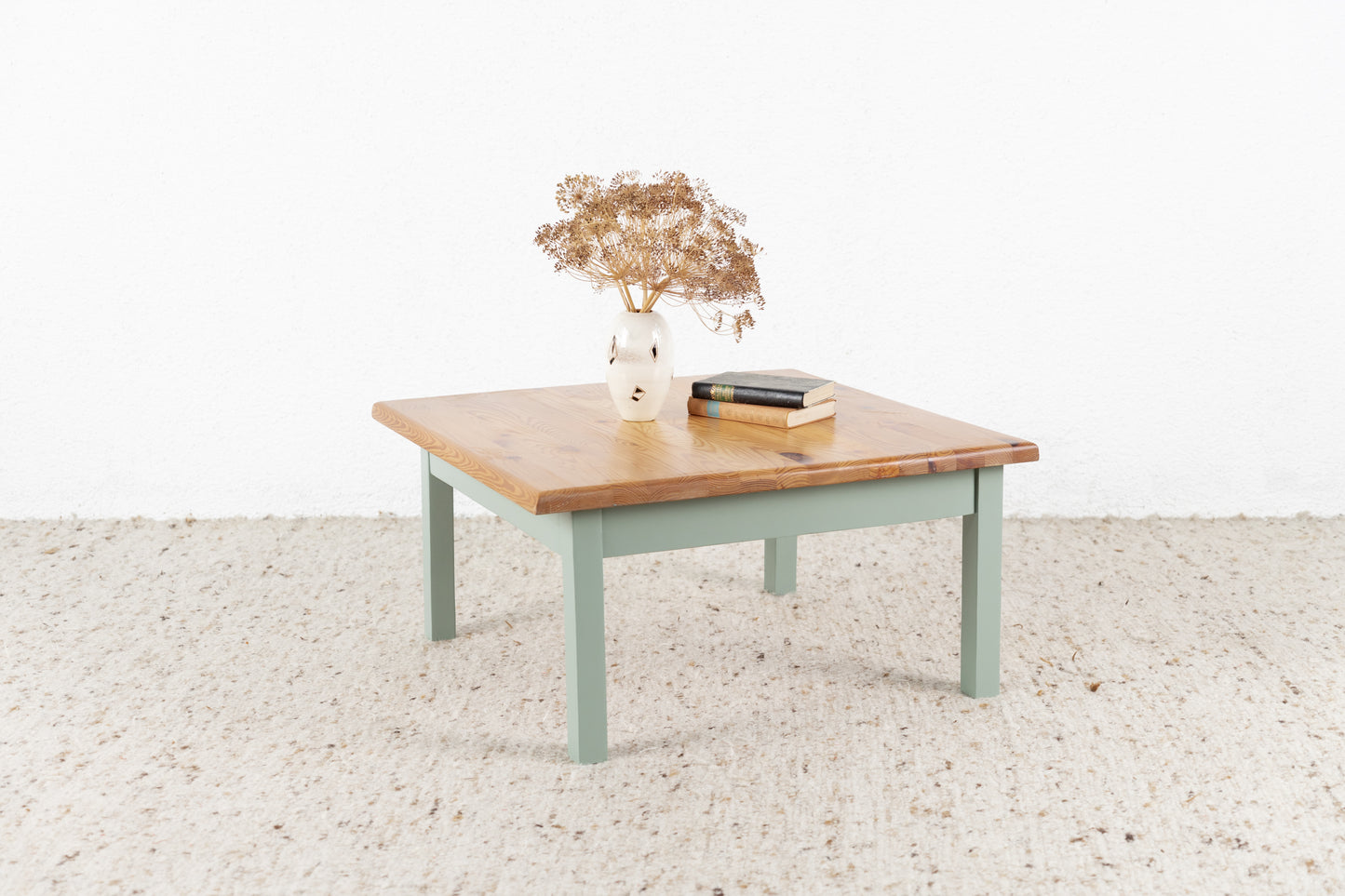 Vintage Couchtisch Beistelltisch Massivholz Pastell Salbei Wohnzimmer