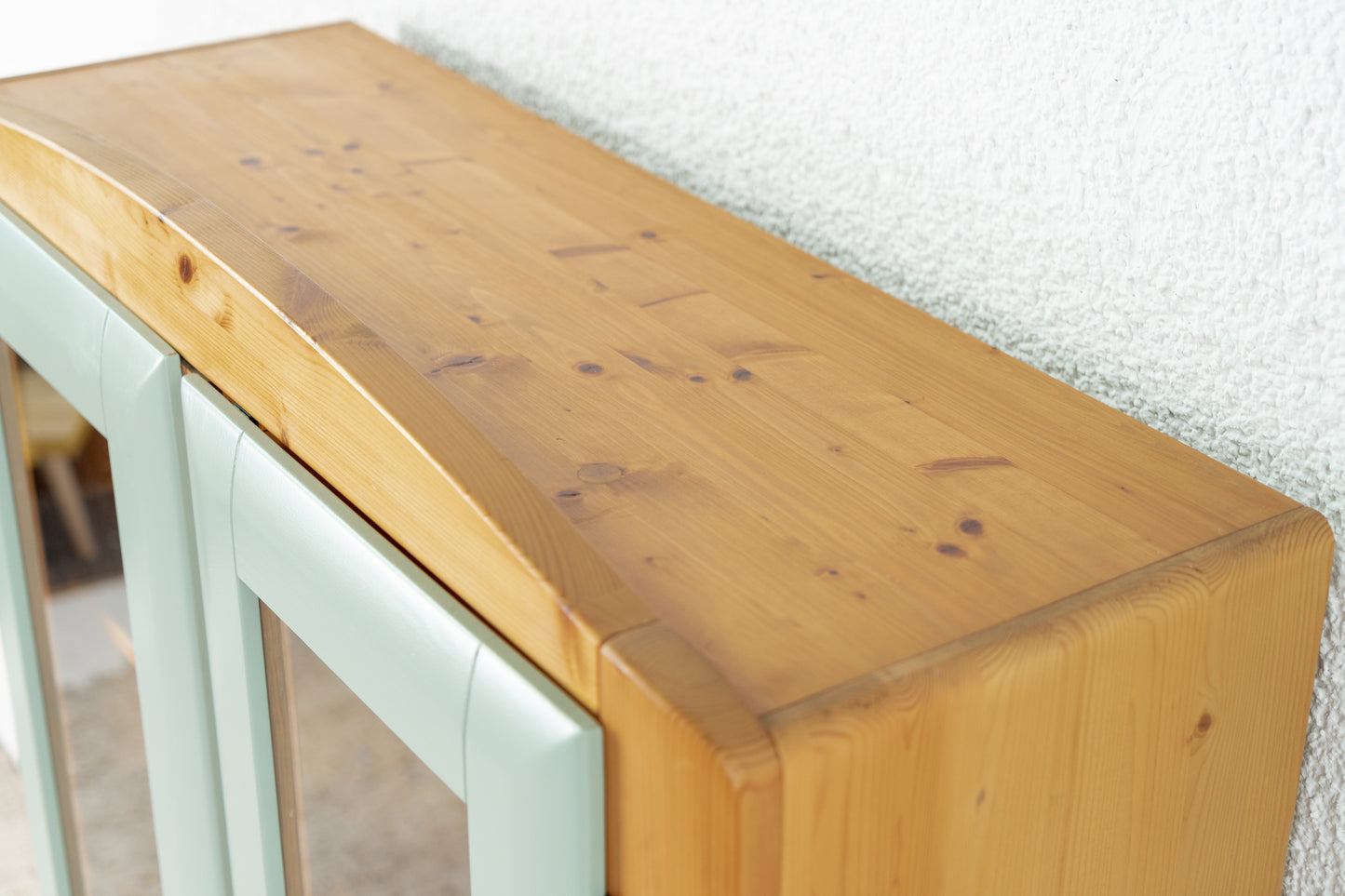 Vintage Vitrine Schrank Kommode Massivholz Skandi Landhaus Salbei Pastell
