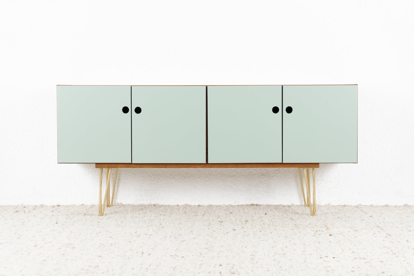 Vintage Sideboard Kommode Mid Century Holz Teak Tv Schrank Pastell Salbei