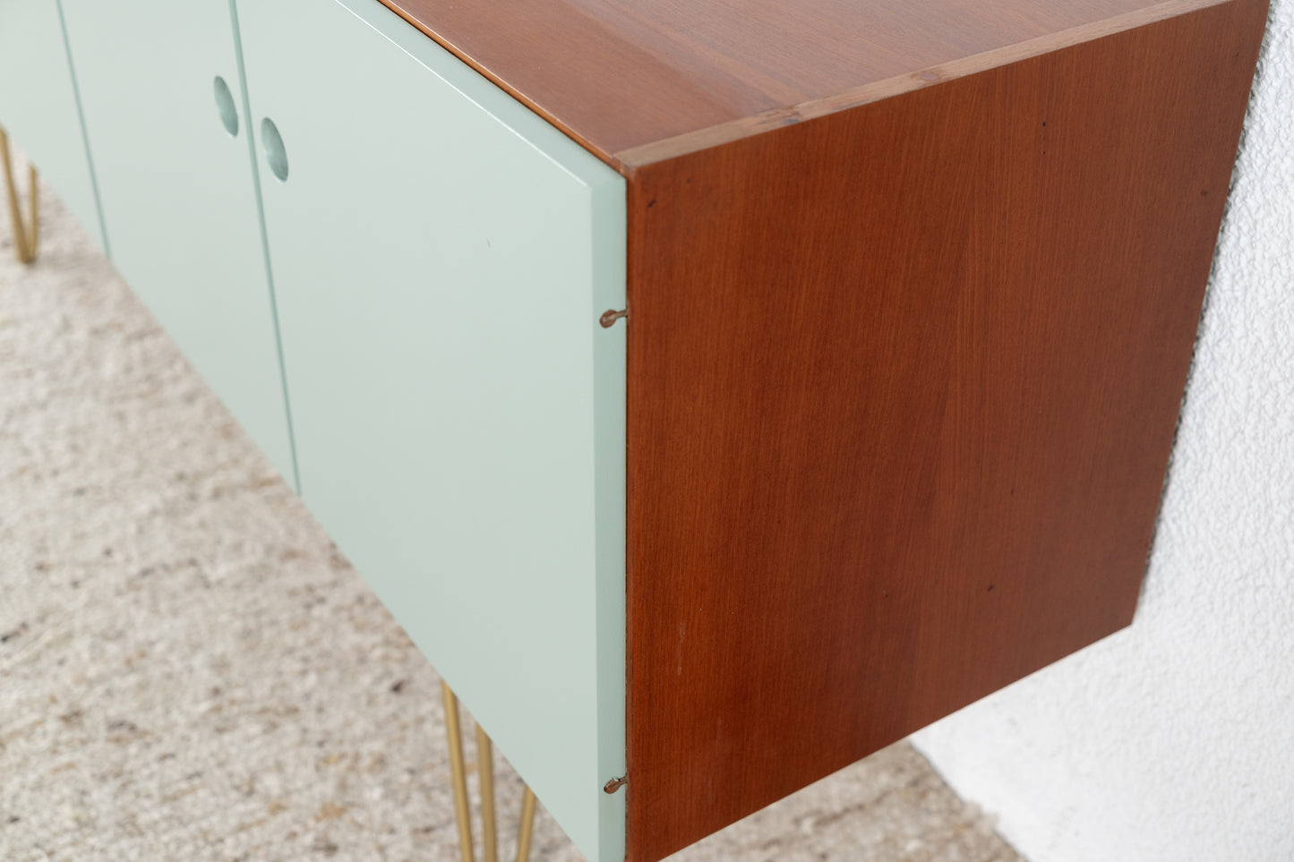 Vintage Sideboard Kommode Mid Century Holz Teak Tv Schrank Pastell Salbei