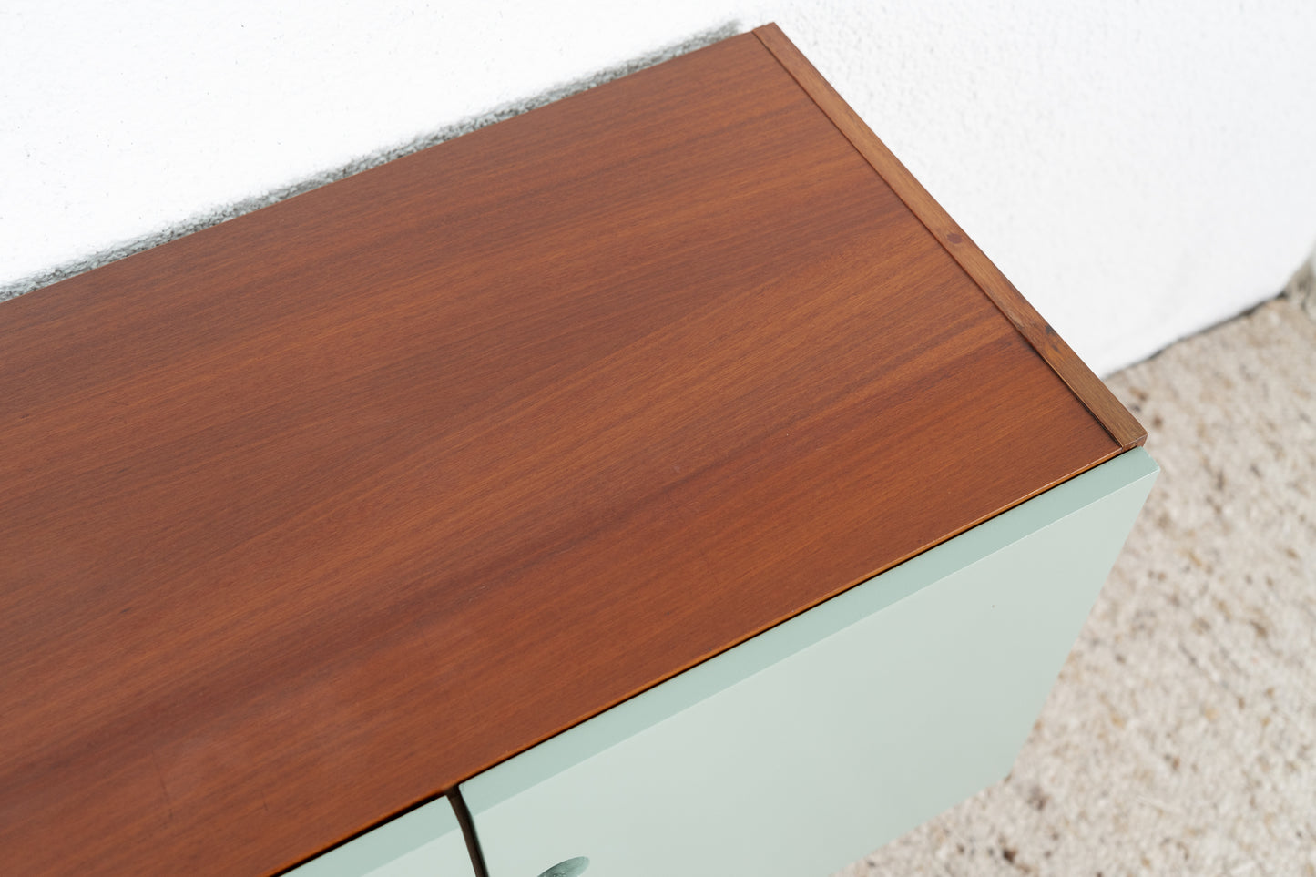 Vintage Sideboard Kommode Mid Century Holz Teak Tv Schrank Pastell Salbei