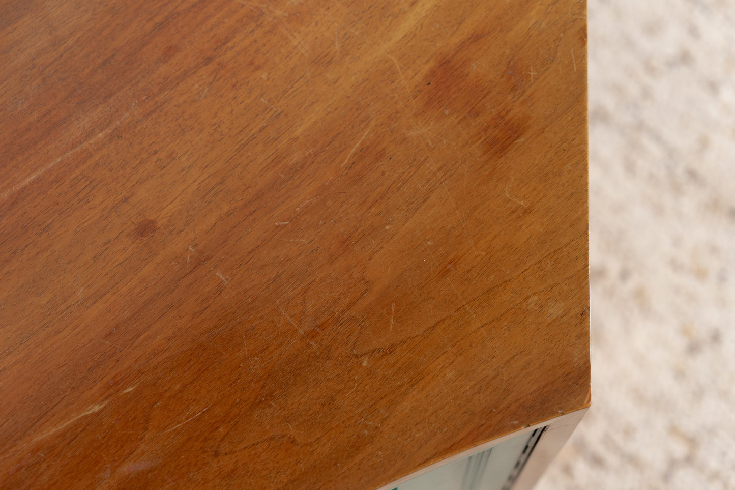 Vintage Eckschrank Eckkommode Holz Nuss Grün