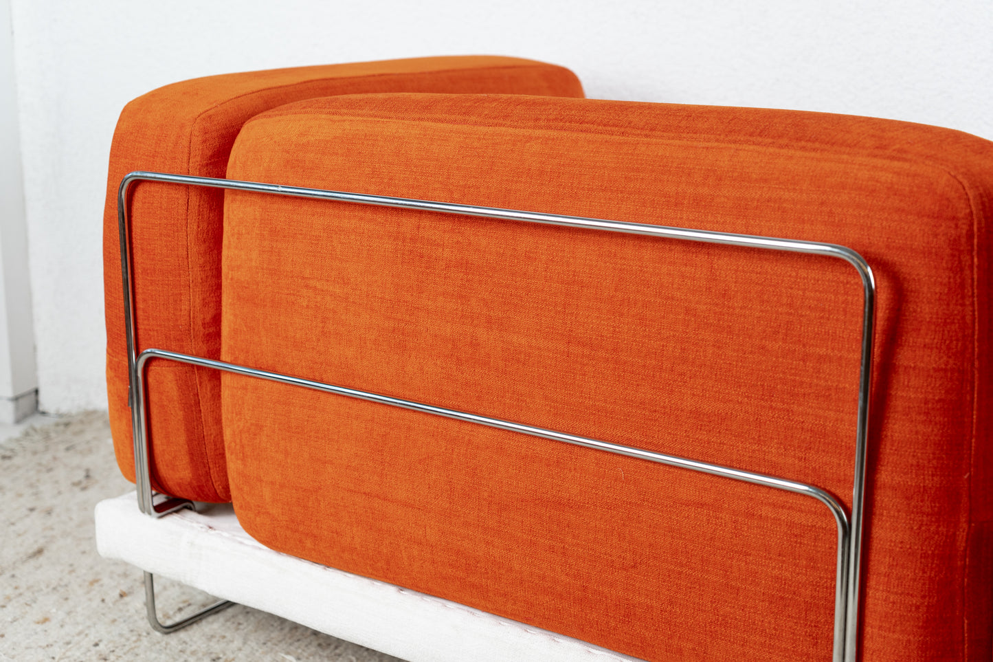 Vintage Sofa Couch Orange Chromgestell Restauriert Retro Mid Century