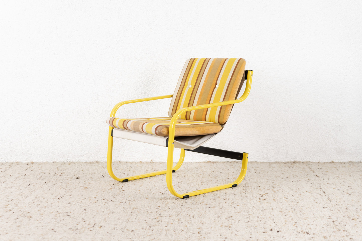 Sessel 1 von 2 Freischwinger Mid Century Gelb Vintage gestreift