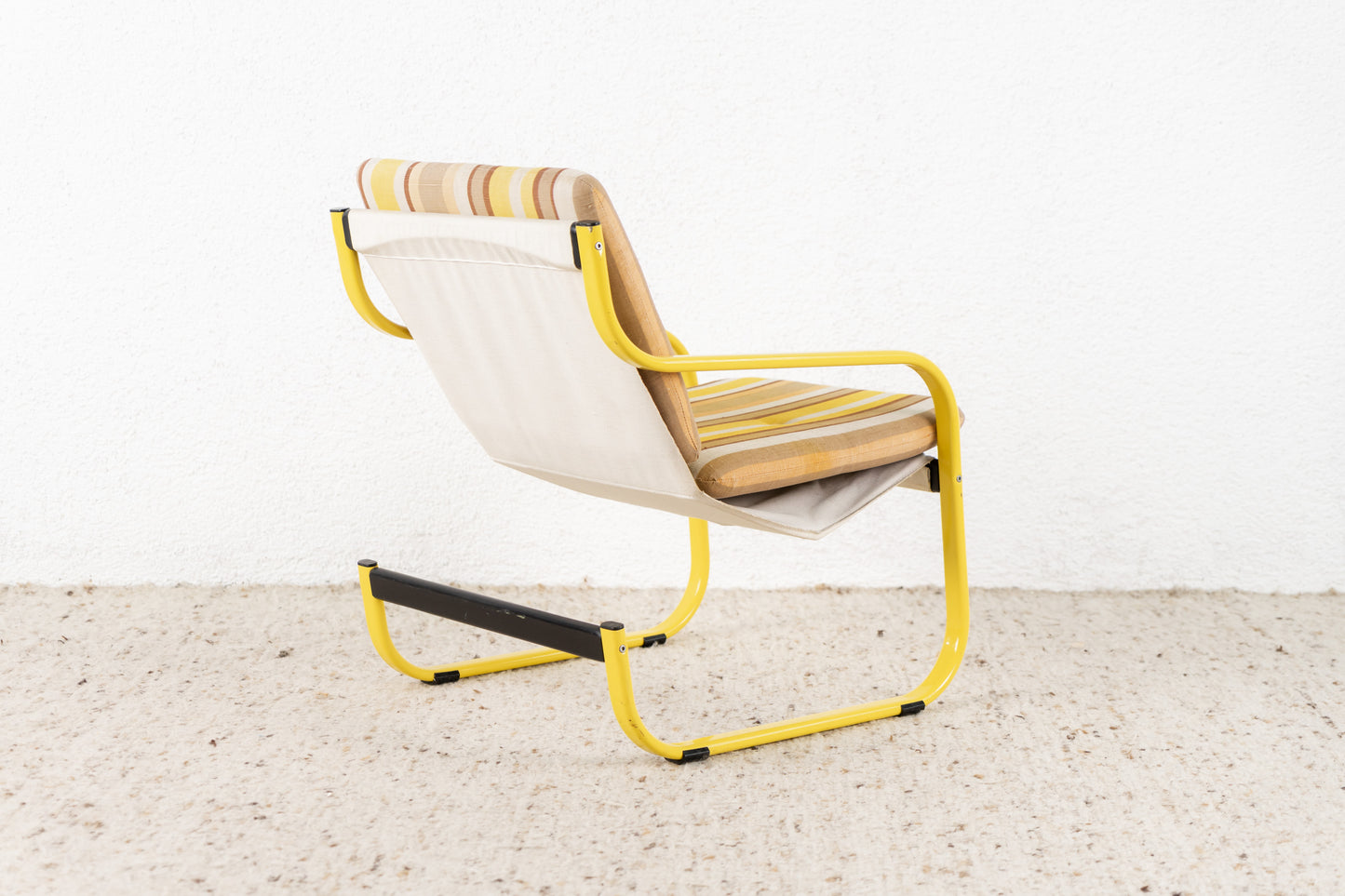 Sessel 1 von 2 Freischwinger Mid Century Gelb Vintage gestreift