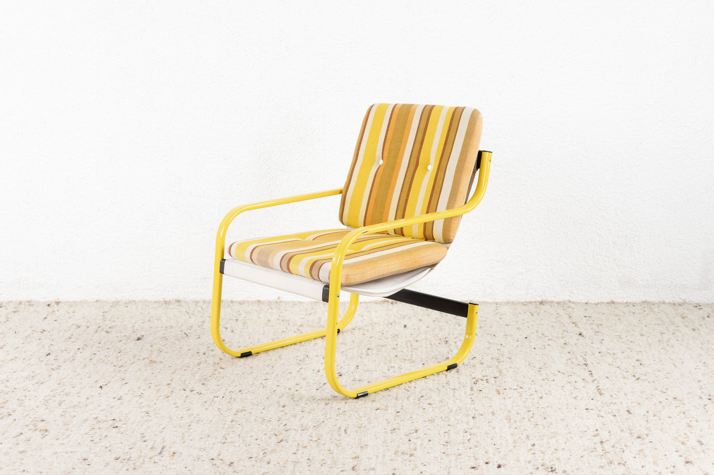 Sessel 1 von 2 Freischwinger Mid Century Gelb Vintage gestreift