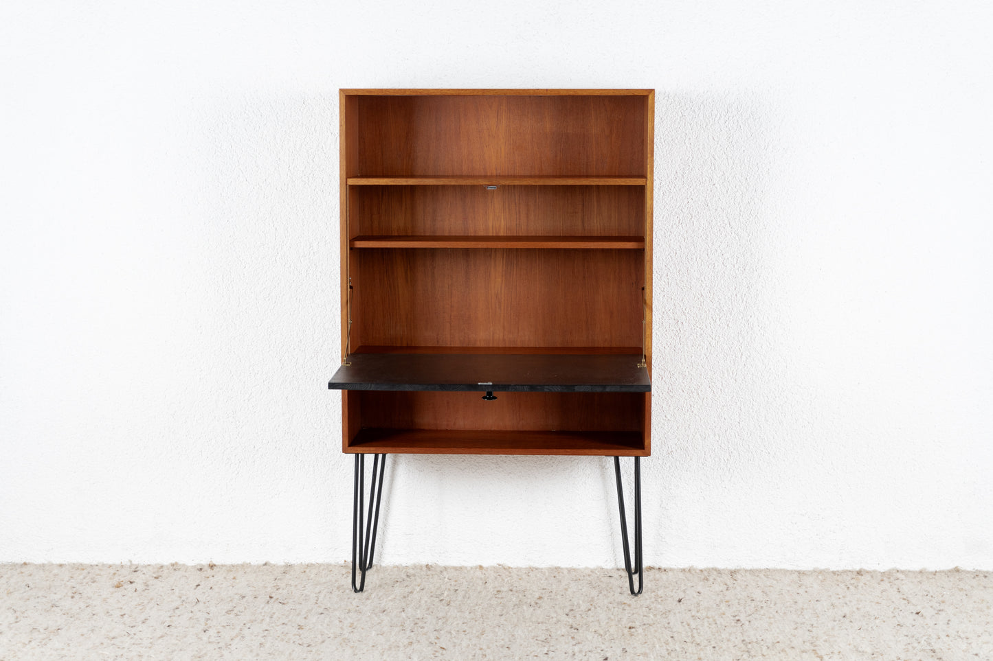 Vintage Sekretär Kommode Schrank Holz Mid Century Teak Schwarz Mid Century