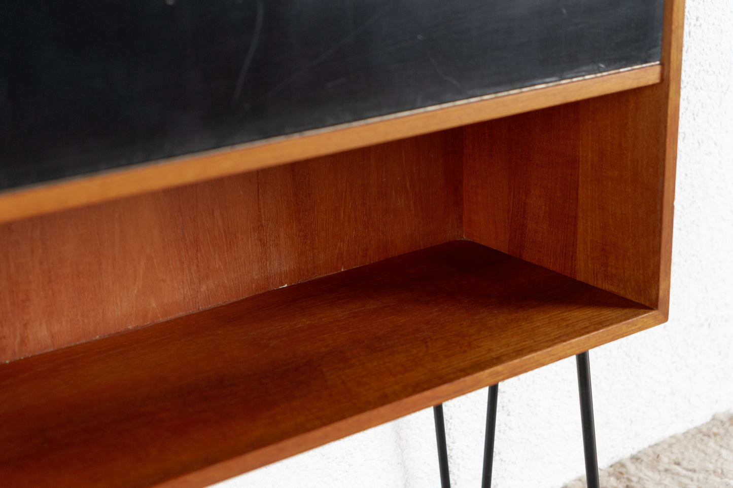 Vintage Sekretär Kommode Schrank Holz Mid Century Teak Schwarz Mid Century