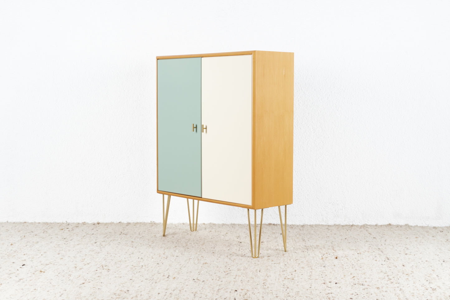 Vintage Kommode Schrank Holz Salbei Kirsch Mid Century Kleider Omnia