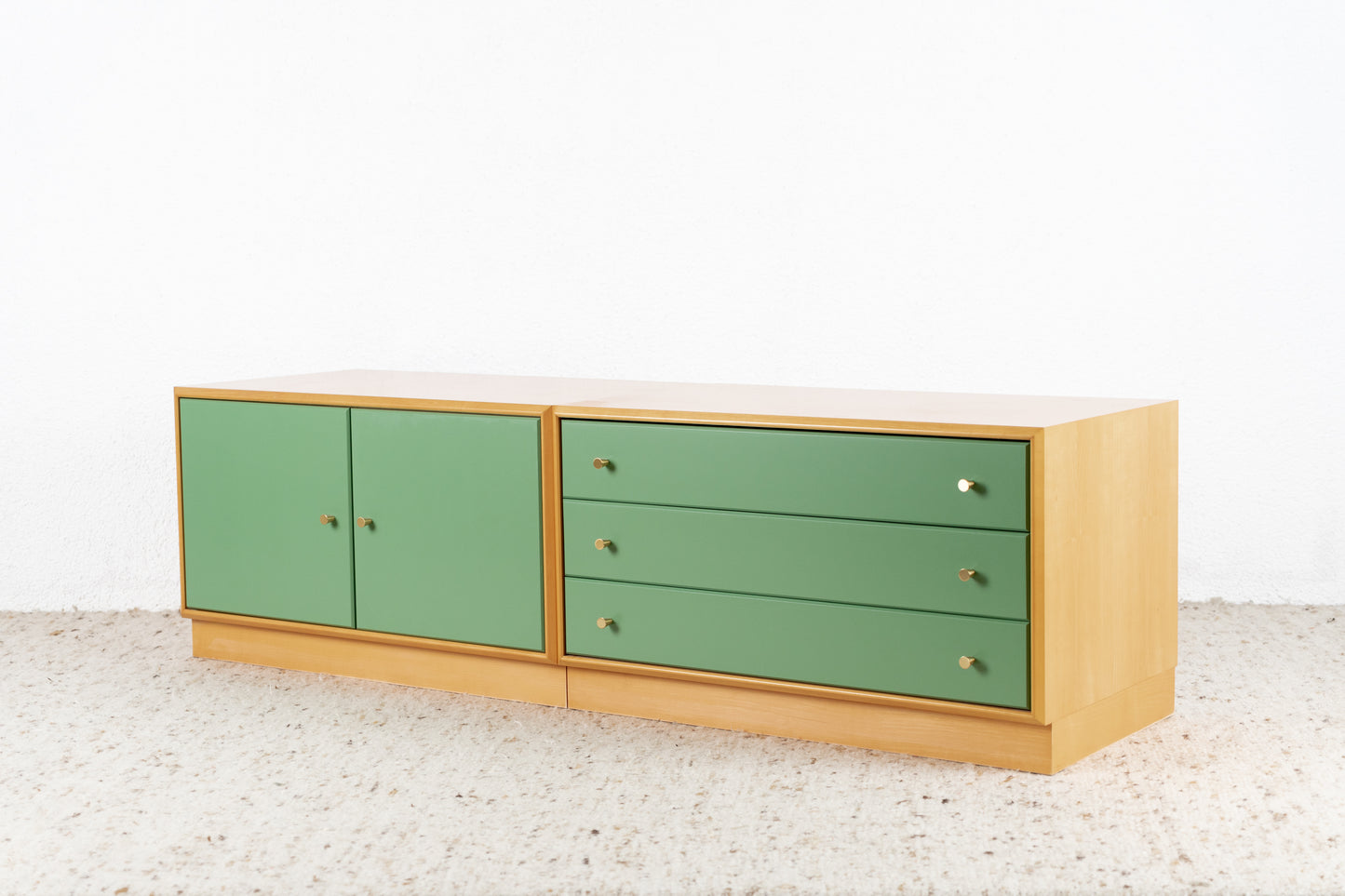 Vintage Sideboard Lowboard Schubladen Kommode Holz Kirsch Omnia Grün