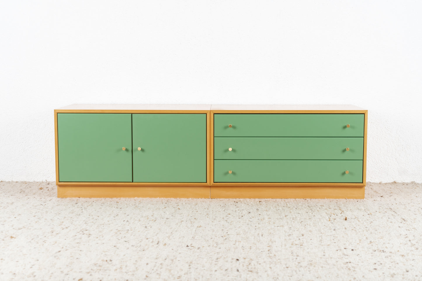 Vintage Sideboard Lowboard Schubladen Kommode Holz Kirsch Omnia Grün