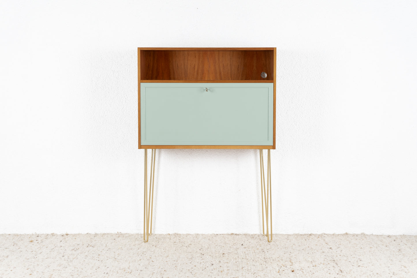 Vintage Kommode Sekretär Minibar Schrank Holz Nuss Salbei