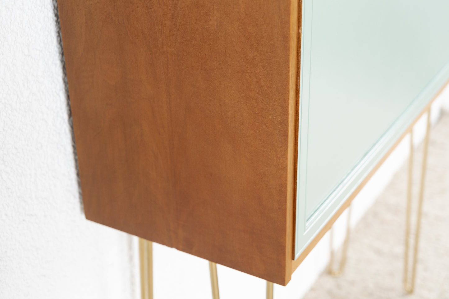 Vintage Kommode Sekretär Minibar Schrank Holz Nuss Salbei
