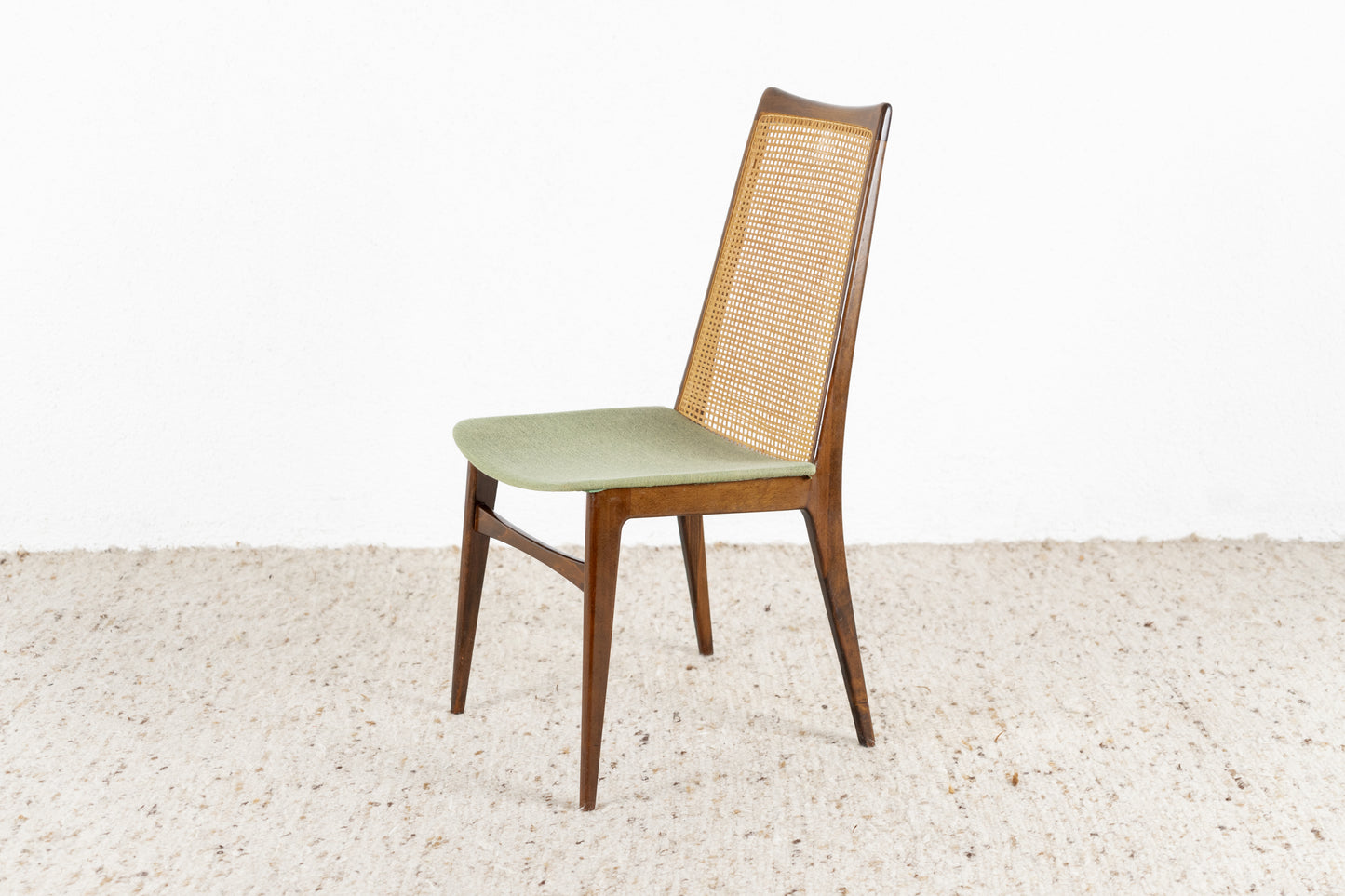 2er Set Vintage Stühle Mid Century Holz Geflecht Grün Esszimmer Küche