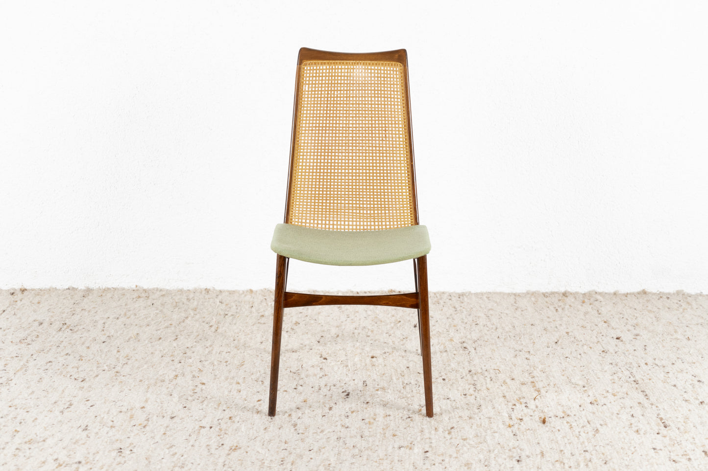 2er Set Vintage Stühle Mid Century Holz Geflecht Grün Esszimmer Küche